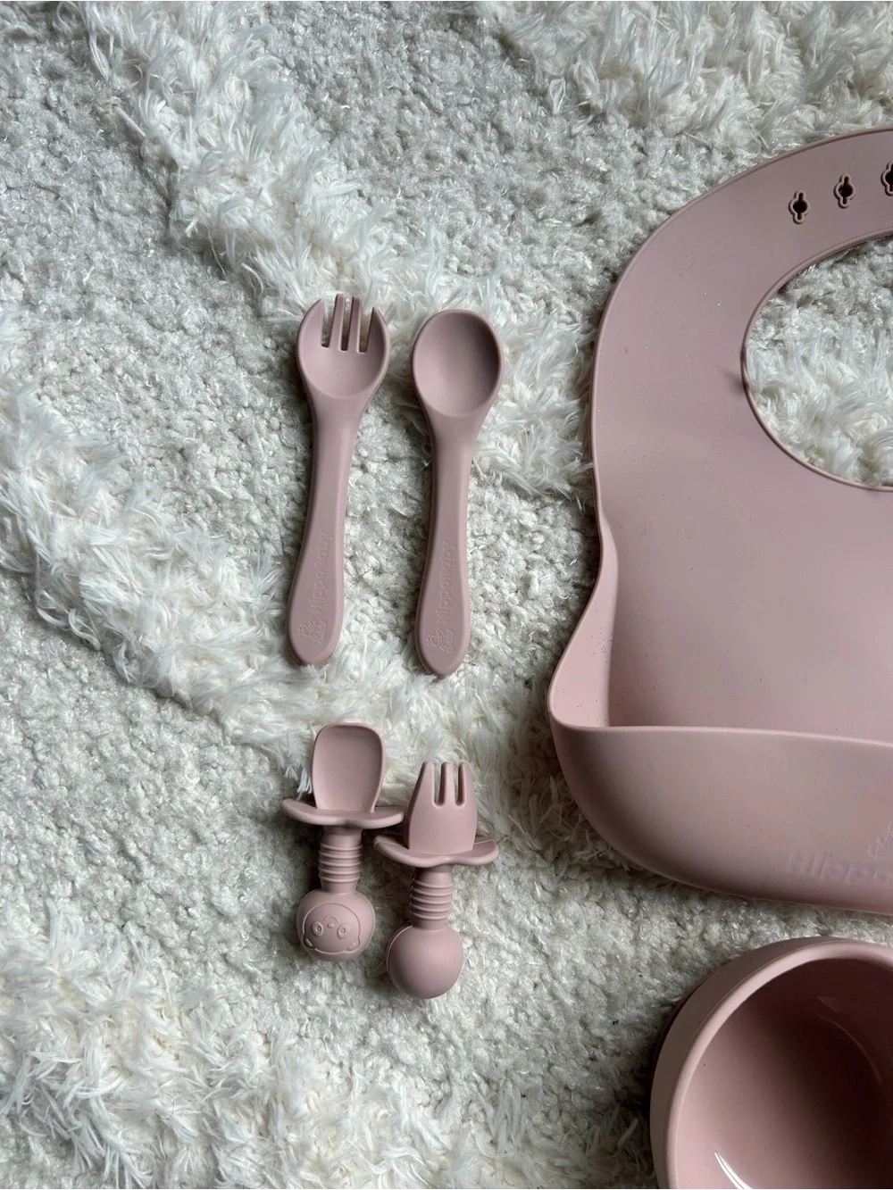 Hippobaby Silicone Baby Feeding Set Pink New